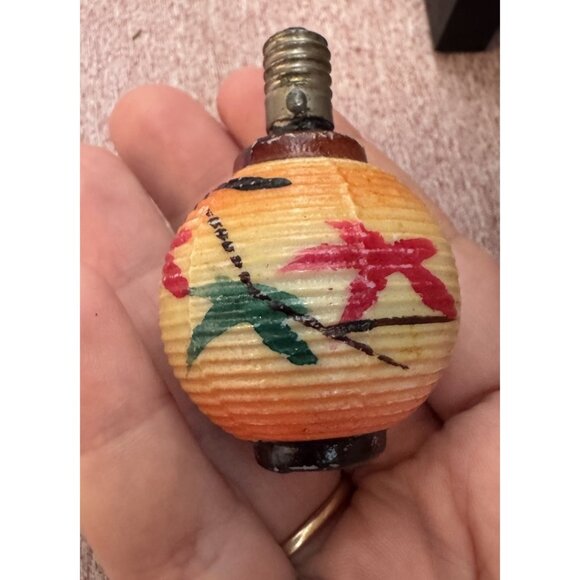 3 Vintage Christmas Light Bulb Figural Milk Glass Painted, Floral, Bird, Green - Picture 6 of 10